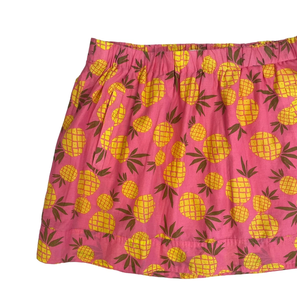 J. Crew 100% Cotton Pineapple Print Pink Mini Skirt Womens Small - Image 2 of 4