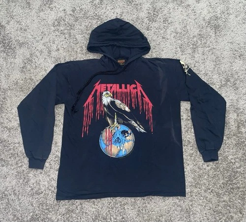 Metallica Long Sleeve Hooded Brockum T Shirt Th 1990s vintage concert t-shirt, vintage, single stitch, B+ condition
