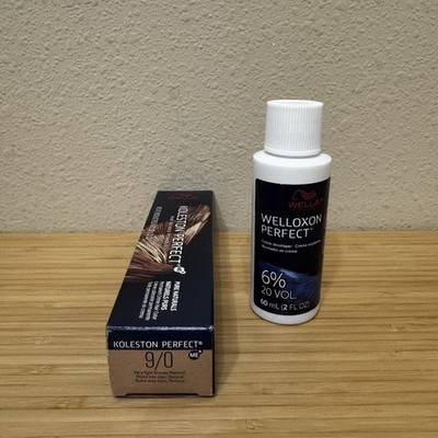 Wella Koleston Perfect 9/0 Very Light Blonde/Natural & 20 Vol developer 2oz each