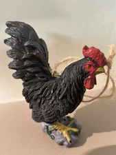 Black Chicken Resin Christmas Ornament Holiday Decor Farm House