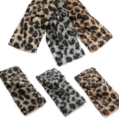 Stirnband Damen Ohrwärmer mit Leo-Muster & Knoten Twist Animal Print Haarband