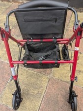 Drive Medical Rollator Walker with Seat & Back Folding Red Aluminum Adjustable
