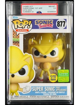 Super Sonic Games Sonic the Hedgehog GITD Summer Convention Funko Pop! PSA 8.5+