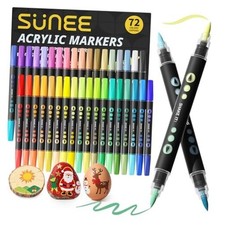 72 Colors Acrylic Paint Markers, 36 Pack Brush Tip Paint 36 Pack 72 Colors
