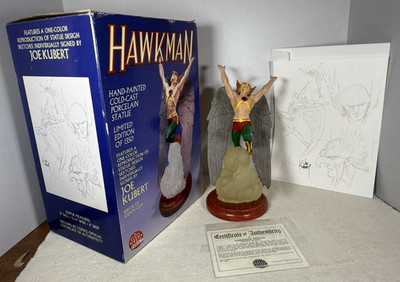 HAWKMAN Statue * (DOUBLE - SIGNED) * (NEVER DISPLAYED) w/COA & SKETCH DC DIRECT