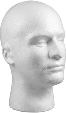 Male Wig Display Mannequin Head Stand Model Styrofoam Foam White