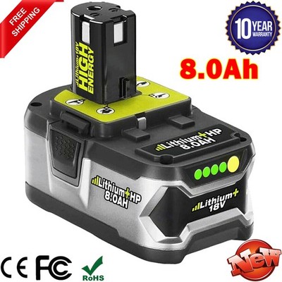 8Ah For RYOBI P108 18V One Plus High Capacity Battery 18 Volt Lithium-Ion 8.0Ah