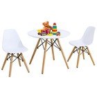 Kids Modern Dining Table Set Round Table with 2 Armless Chairs White