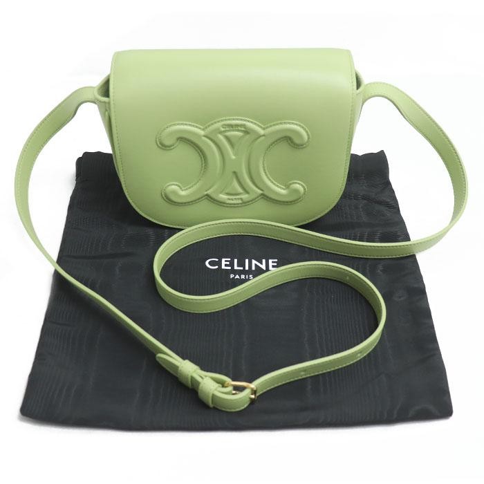 CELINE Bag: Folco Cuir Triomphe 198263DU3.15LJ Green W18.5H15D7cm