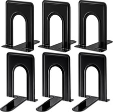 Book Ends, Metal Bookends for Shelves, Non-Skid Book End to Hold Books, Black Bo