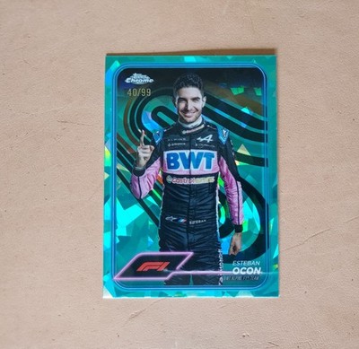 2024 F1 Topps Chrome Sapphire Esteban Ocon #9 Portrait Aqua Refractor /99 SP SSP