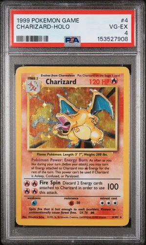 Pokemon Charizard Base Unlimited #4 Graded Card PSA 4