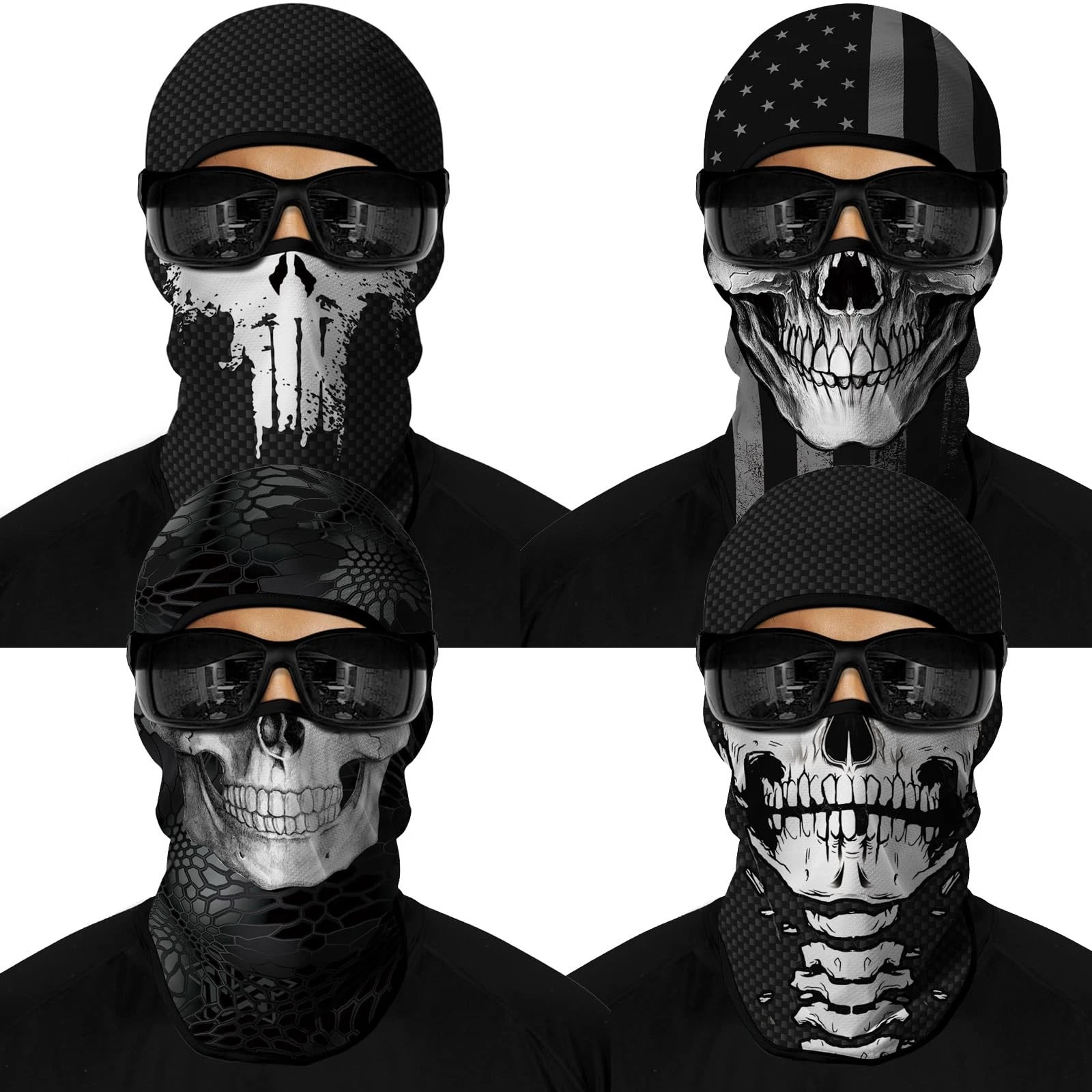 4PCS Balaclava Full Face Mask Ski Mask UV Protection Cover Motorcycle Full Fa...