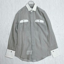 Dolce & Gabbana Silk-Blend Cleric Dress Shirt Sheer Size 38 Gray Men's U7014