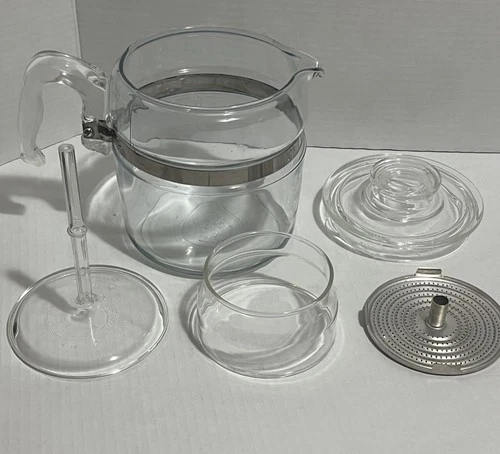Vintage PYREX Flameware 4-6 Cup Glass Coffee Pot Percolator #7756 Incomplete