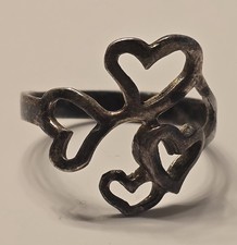 Vintage Sterling Silver 925 Hearts Ring Size 8