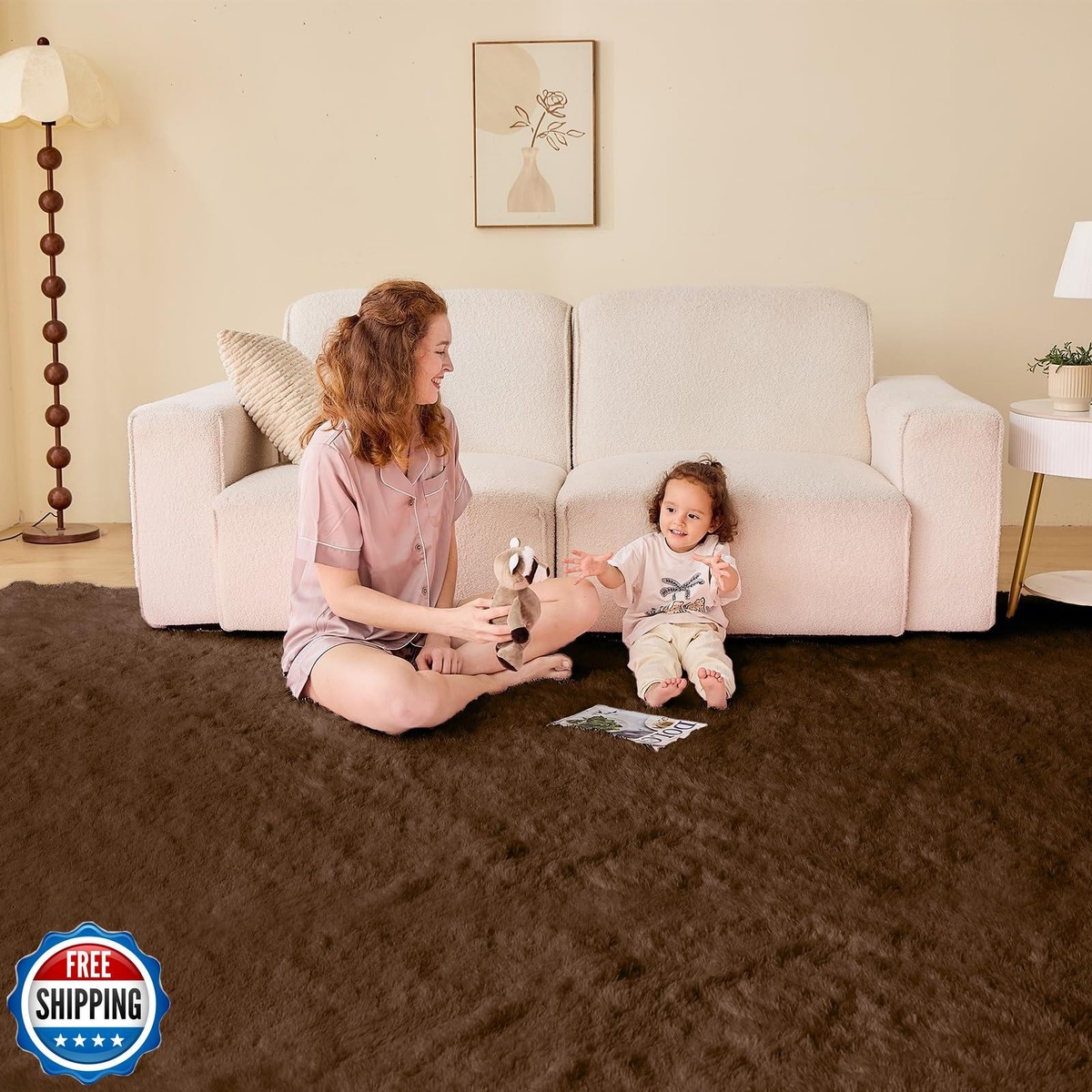 ミスルトラ　OPP テープ Fluffy Dream OPPODREAM 4x6 Brown Rugs for Bedroom, Ultra-Soft Fluffy Area Rugs