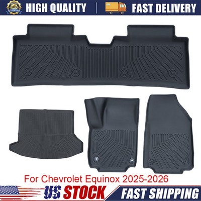 Fits 2025 2026 Chevrolet Equinox TPE Floor Mats Liners & Trunk Cargo Liner Black
