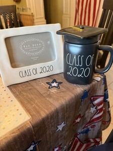 Rae Dunn Class of 2020 Black Mug with Lid Graduation Occasion Pattern