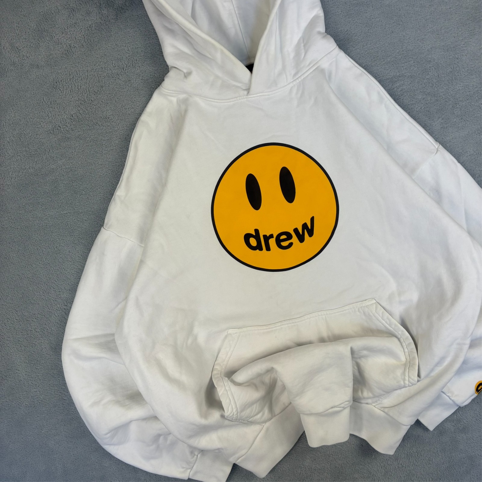Vintage Drew House Mascot White Yellow Smiley Face Oversized Small Hoodie image 2