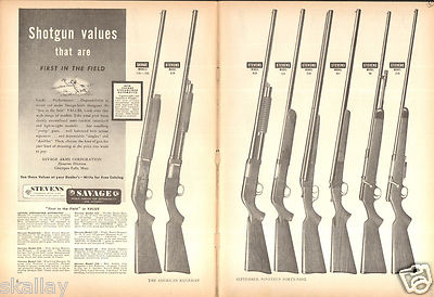 1949 2 Page Print Ad of Savage 775-755 Stevens Models 620 820 124 530 107 59 258