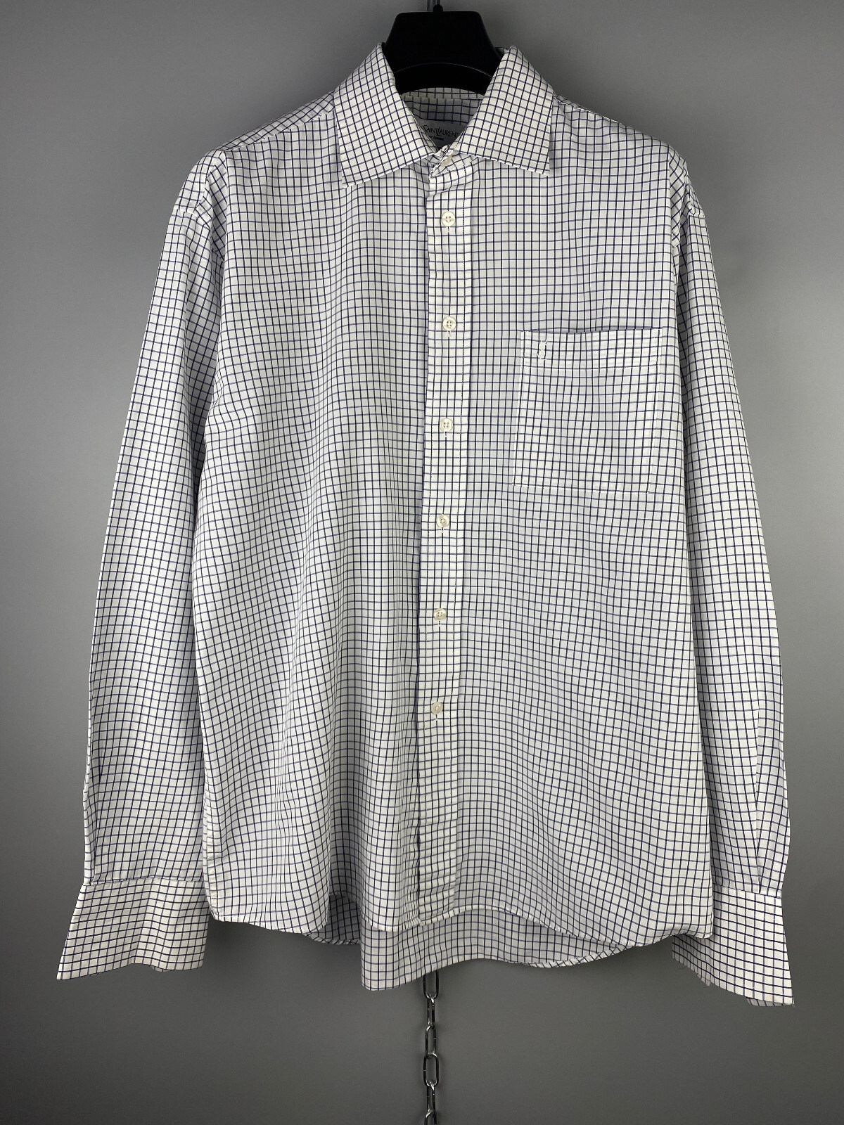 Camicia vintage Yves Saint Laurent YSL da uomo lusso a maniche lunghe con bottoni taglia L XL