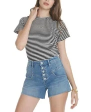 MSRP $48 Vigoss Jeans Button-Fly Denim Shorts Blue Size 28