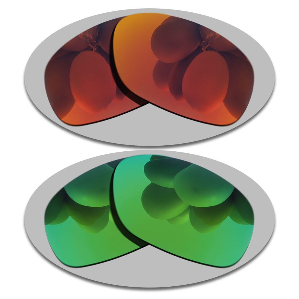 Fire Red&Green Polarized Lenses Replacement For-Oakley C Wire 2011