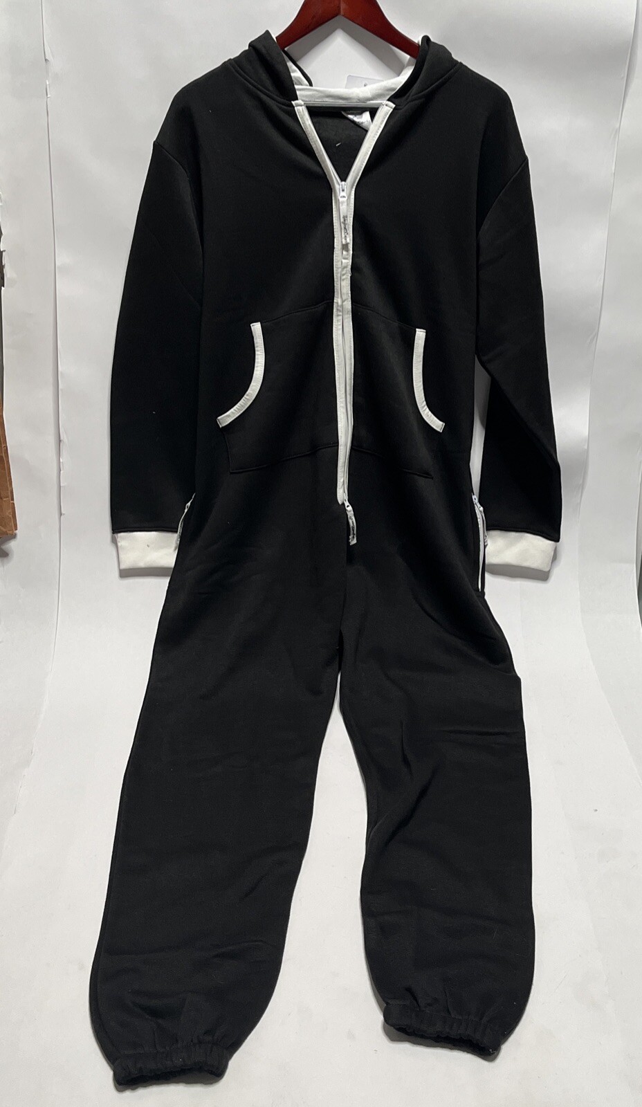 Mens Jumpsuit Non Footed Pajama Unisex OnePiece Playsuit Adult Onesie0 With Hood-image