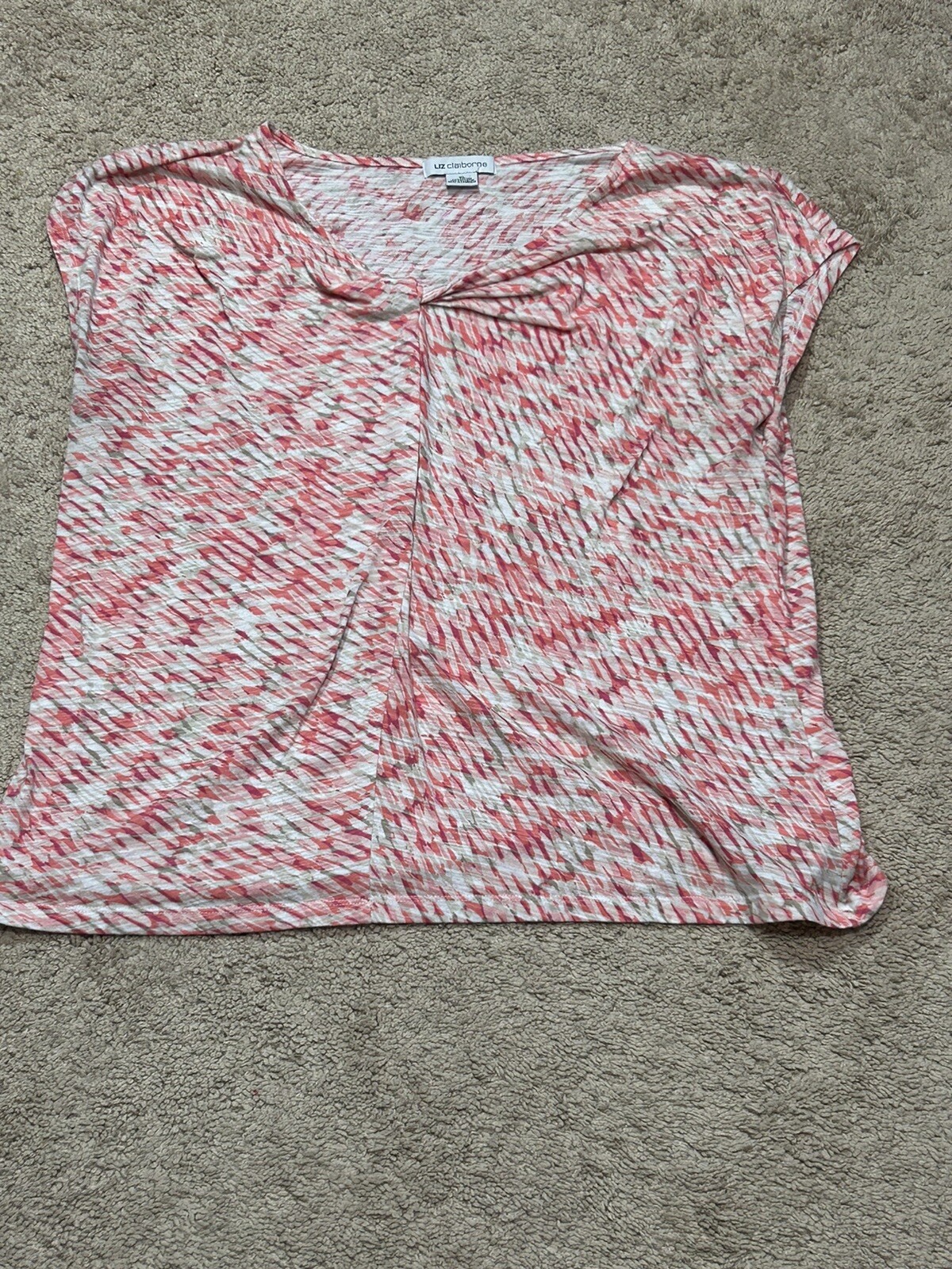 Liz Claiborne Womens Shirt Size XL Multicolor Print Classic Casual Comfort