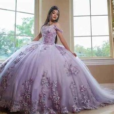 Lavender Ball Gown Quinceanera Dresses Lace Applqiues Off the Shoulder Sweet 16