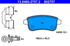ATE 13.0460-2757.2 BRAKE PAD SET, DISC BRAKE REAR AXLE FOR RENAULT
