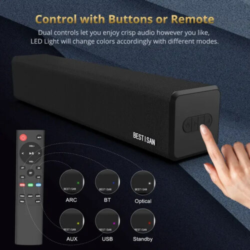 BESTISAN 50 Watts 20 Inch Sound Bar With Wireless BT 5.0 And Wired Optical - Picture 3 of 5