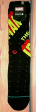 MENS STANCE MARVEL IRON MAN BLACK CREW SOCKS SIZE L 9/12 