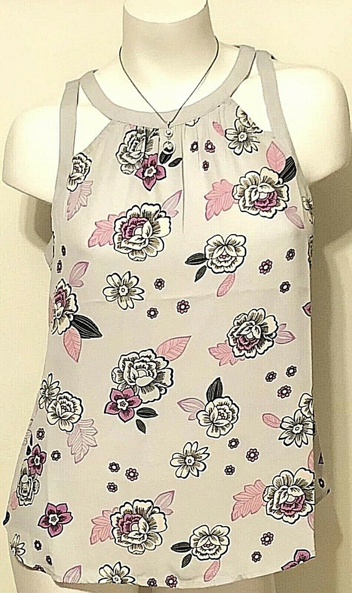 Candie&#39;s ノースリーブ トップス Candie's women's Top sz S Rhinestone Buttons Black Chiffon