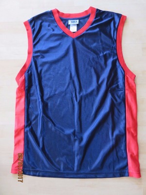 navy blue and red basketball jersey