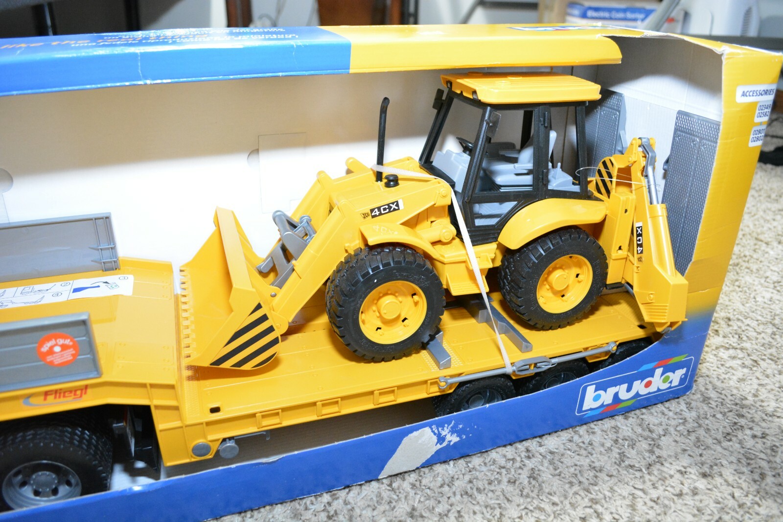 bruder flatbed truck with bulldozer yellow