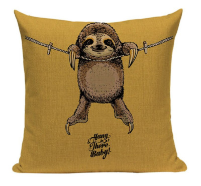 Sloth Hang In There Baby PUG5 Cushion Pillow Cover Animal Tree Happy Lazy Rope