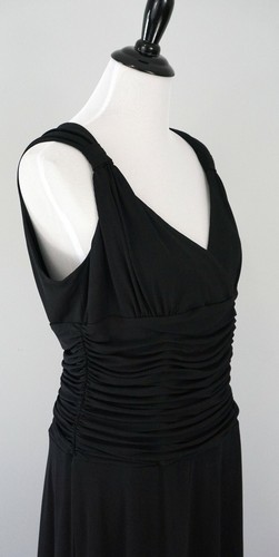 MAGGY BOUTIQUE Black Cinch Waist Faux Wrap Front Sleeveless Maxi Dress Size 14 - Picture 3 of 6
