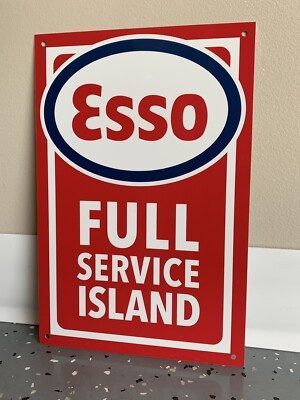 #ad ESSO Gasoline FULL SERVICE metal sign baked Oil Gas $21.00