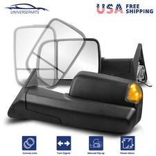 Pair Flip Up Power Glass Tow Mirrors For 1994-1997 Dodge Ram 1500 2500 3500