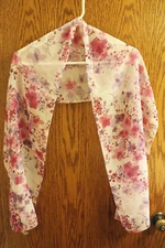 White Floral Sheer Rectangle Scarf - Purple Flowers - Pink Flowers Floral Scarf