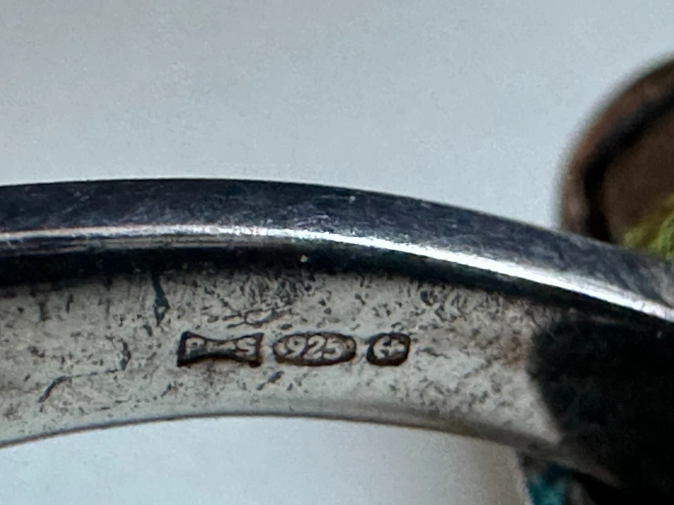 Gemelos redondos Paul Smith | Borde de cerámica azul | En caja | Plata de ley ✨ Foto 3 de 4