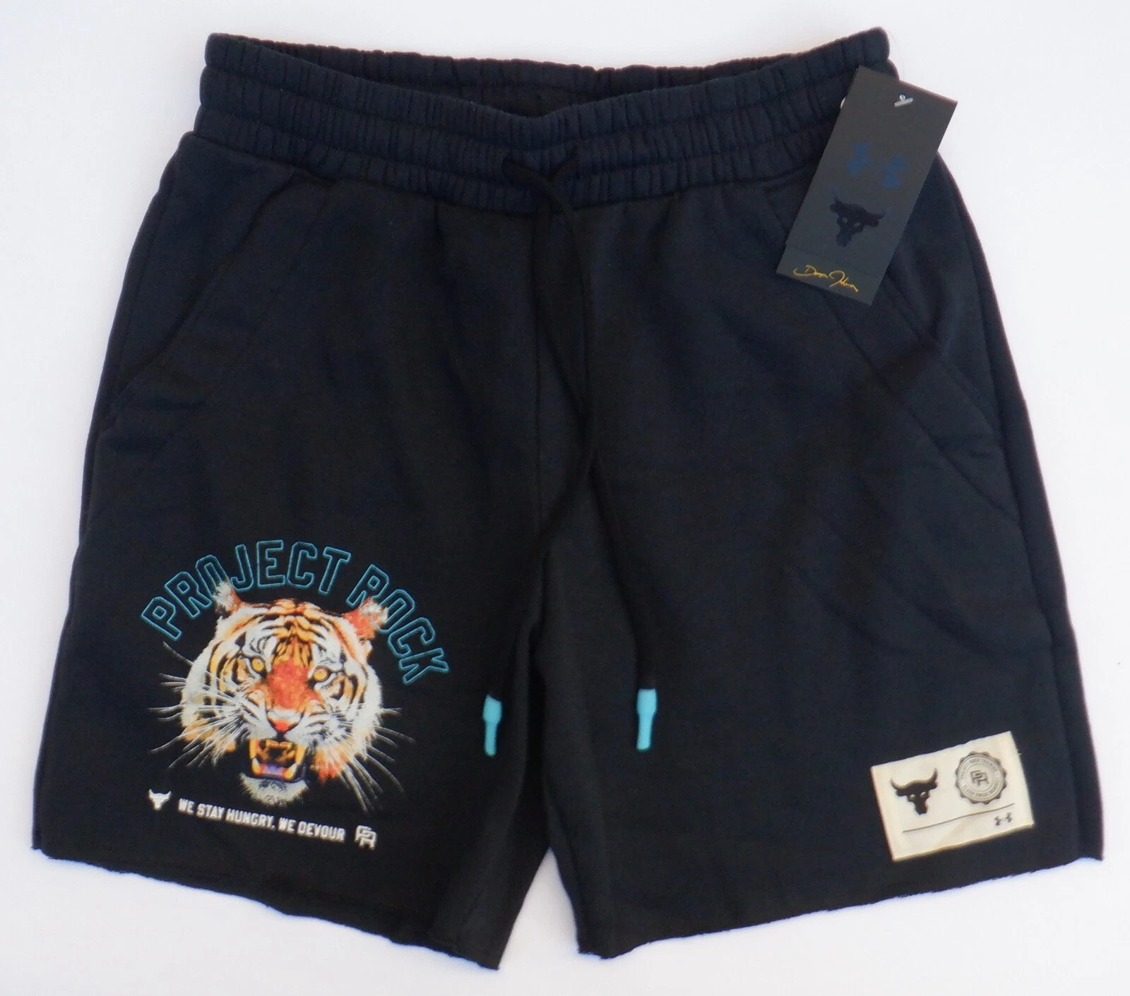 Under Armour $65 Men's M Project Rock Tiger Fleece Rival Shorts Black - Medium