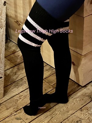 Extra Long Thigh High Slouch Socks Leg Warmer Knit Cable Plus Queen Roller Derby
