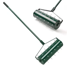 21-inch Rolling Lawn Aerator,Heavy Duty Spike Aerator Lawn Tool,Manual Push A...