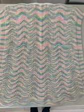 Crocheted Baby Blanket Multicolor EUC Gorgeous Pattern