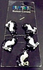 1980s Black & White Cat Button Covers on Original Card (4775)