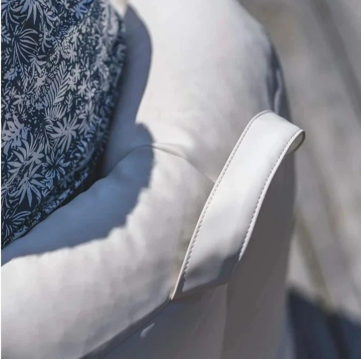 Silla Bolsa Frijoles Impermeable Exterior Milano, Vinilo Marino Blanco, Tela, 2.5 pies Foto 4 de 4