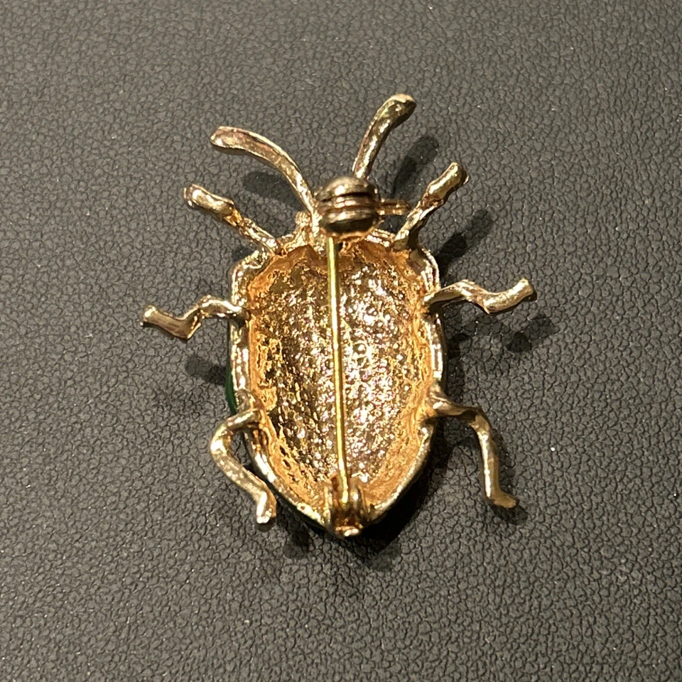 Lindo broche pin insecto escarabajo verde esmalte Foto 3 de 4